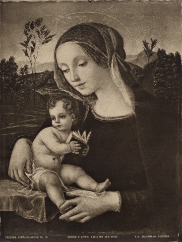 Bruckmann Verlag — Dresden, Gemäldegalerie No. 19. Schüle F. Lippis, Maria mit dem Kinde — insieme